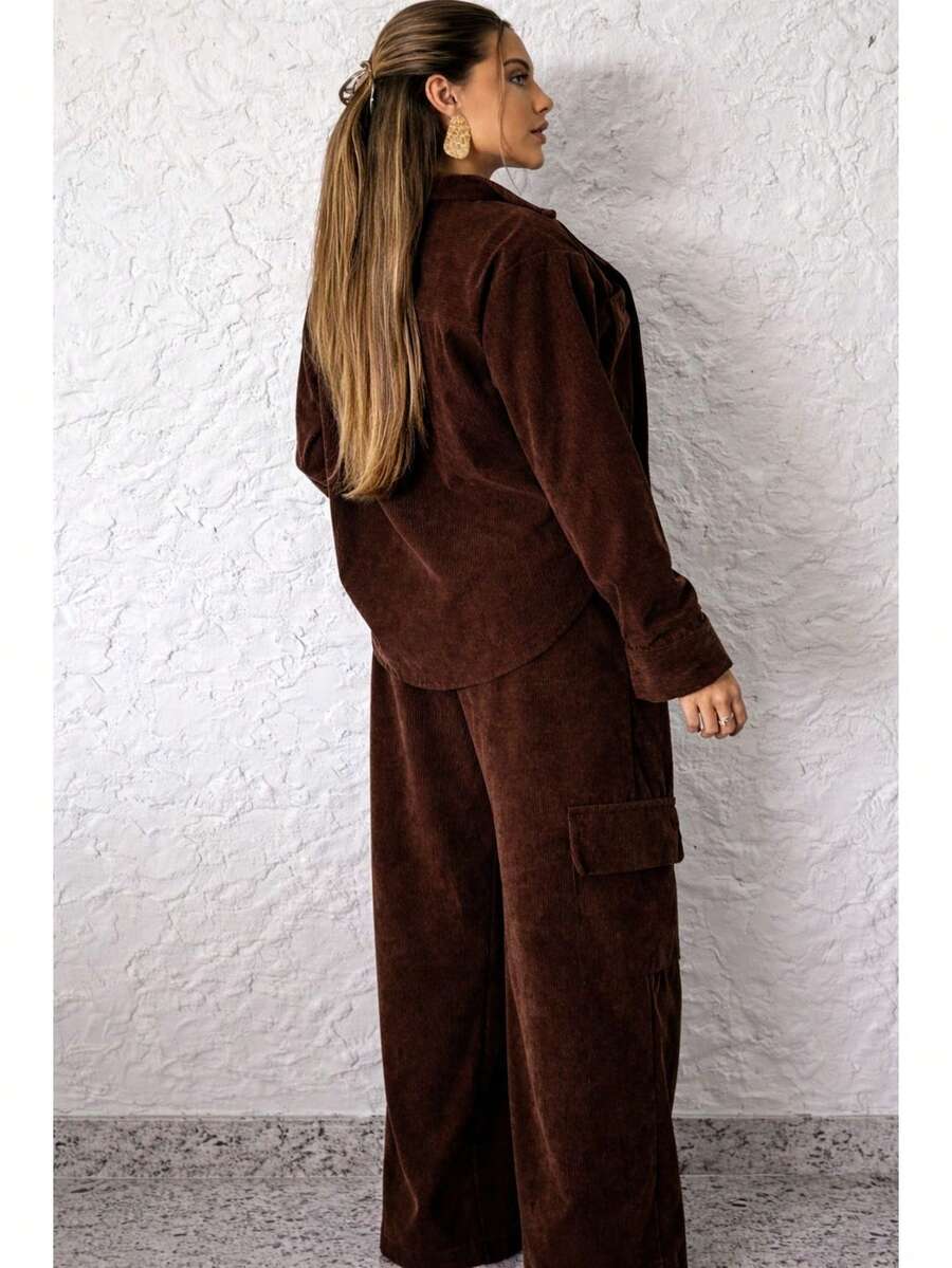 Women's Chic Velvet Winter Set - 鏽棕色 - 查看 1