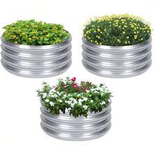 3 Pack Raised Garden Bed - Round Galvanized Metal, 2x2x1 Ft - 60公分 三套 - 查看 7