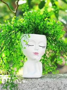 Medium Size Face Planter, Unique Kissing Face Planter, Suitable For Indoor & Outdoor Plants, Resin Face Planter With Drainage Hole, Cute Kissing Planter (White) - Multicolor - View 17