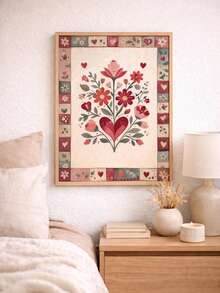 Heart Pattern Print - Cottagecore Botanical Illustration For Home Office Classroom Apartment Bedroom Dorm, Room Decor Bedroom, Prints For Wall, Posters, Vintage Decor, Party Decor & Best Gift Choice - Flowers - View 4