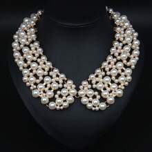 1PC Vintage New Collarbone Necklace Exaggerated Fake Collar Accessory Suitable For Daily Dating And Commuting Outfits - Màu xanh da trời - Xem 1