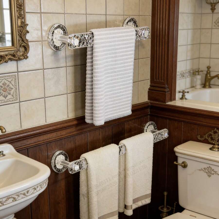 Transparent Acrylic Bathroom Towel Rack & Slipper Hanger, No Drilling Required, Convenient Drainage, Multiple Combinations, Suitable For Kitchen, Bathroom, Toilet Storage - View 1