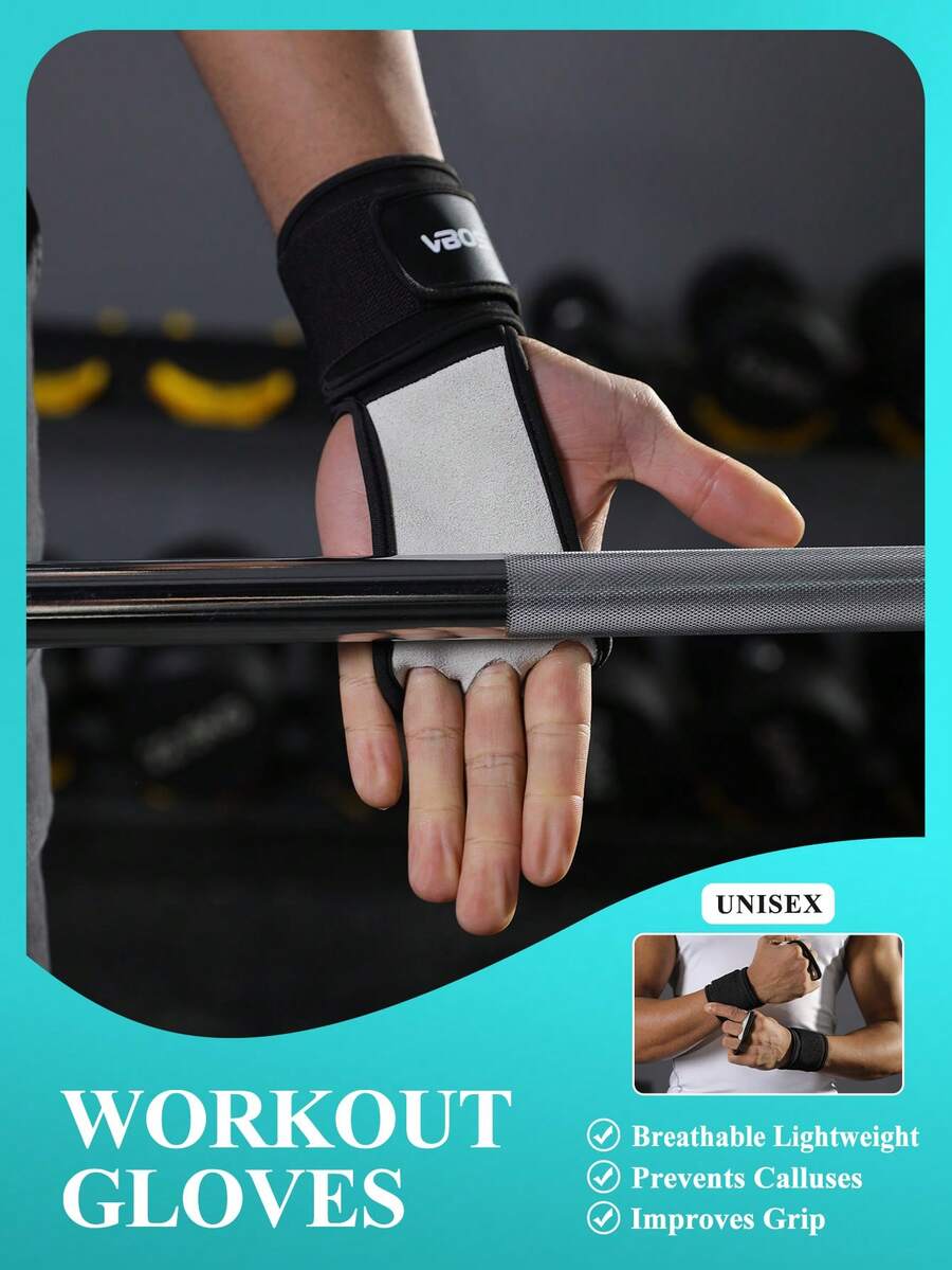 VBOSI 1 Pasang Balutan Pergelangan Tangan Kulit Sapi Tahan Abrasi dengan Pita Elastis & Pengikat Velcro - Pegangan Stabil untuk Angkat Beban, Powerlifting & Latihan di Gym - MultiWarna - View 1