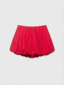 Solid Color Pleated Casual Bubble Shorts Summer - Red - View 1