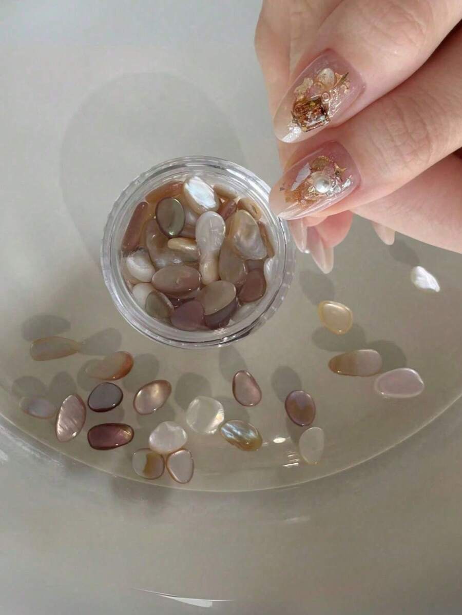 1盒 Qingyou Yanbei 中式天然貝殼幻彩金屬半透明雲母混料珠寶 - 彩色 - 查看 1