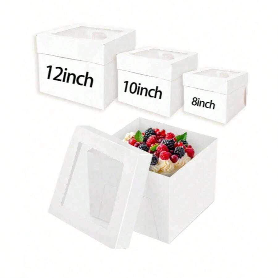 Bộ hộp trưng bày bánh 10 món sang trọng có cửa sổ và đế – Lý tưởng cho các bữa tiệc, trưng bày món tráng miệng, nắp lật an toàn. - Xem 1