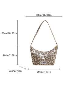 Fashionable Leopard Print Underarm Bag, Lightweight Versatile Shoulder Handbag, New Spring Collection - Silver - View 11