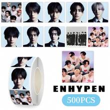 500张可爱贴纸，萌萌的KPOP贴纸，ENGENE粉丝必备，可爱卡通偶像贴纸，可用于笔记本和行李箱装饰；多功能实用高清双面LOMO收藏卡，可收纳或装饰，送给粉丝和朋友的贴心礼物 - 彩色 - 查看 3