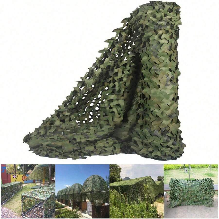 1pc Camouflage Net, Military Net, Lightweight Durable Sunshade Net, Suitable For Yard, Garden, Outdoor Decor, Jungle Hunting Blind, Shooting, Camping, Photography - تمويه الغابة - مشاهدة 1