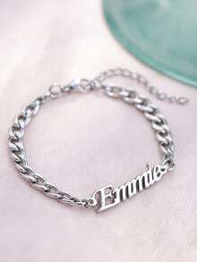 Cadena de playa personalizada 5NK, tobillera ajustable de acero inoxidable con letra de nombre personalizada, resistente al agua y a la decoloración, regalo para mujeres - Dorado - Ver 9