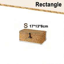 1pc Woven Storage Basket With Lid, Rectangular Wicker Storage Box, Toy Storage Box With Lid, Elegant Home Decor, Kitchen, Bathroom, Bedroom Decor, New Year & Valentine's Day Gift - Brown - View 18