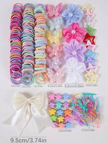 Set de 503 piezas de coleteros, bandas elásticas, lazos de malla, pasadores con flores de perla y mariposas, pasadores para el cabello, para niñas y adolescentes, estilo minimalista rosa, para uso diario y como regalo, para primavera/verano - Rosa - Ver 6