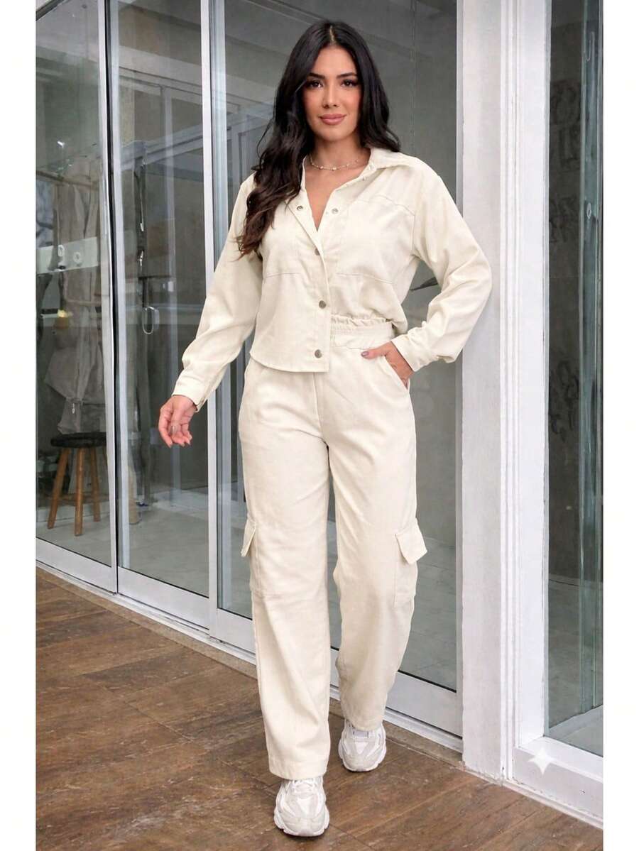 Women's Chic Velvet Winter Set - White - View 1