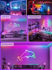 1-5m LED Neon Light Strip, Flexible LED Tape Light, Remote Control, Multiple Modes, Outdoor RGB Neon Lights Waterproof, Music Sync Gaming LED Neon Light Bar, Suitable For Bedroom And Indoor Use - Colored Light - View 7