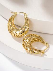 1 Pair Elegant Hoop Earrings For Women For Wedding Anniversary Engagement Party Jewelry Valentine's Day Gift - 1# - View 5
