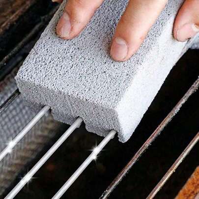 1pc Barbecue Grill Cleaning Brick, Grill Scrub Stone, Multi-Function Scraper Can Remove Stains And Grease, Suitable For Stove, Sink, Utensils, Pots, Barbecue Cleaning, Kitchen, Bathroom, Household Items