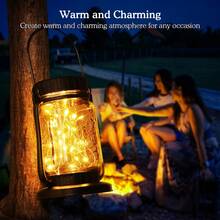 2/4pcs Solar Hanging Outdoor Lanterns, IPX5, 600mAh Long-Lasting Battery, Super Bright Imported LEDs, High-Efficiency Solar Panel, 30 Warm White Fairy Lights, Vintage Mason Jar Design For Yard, Patio, Wedding & Christmas Decor - 2 件裝 - 查看 8