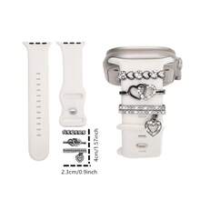 3pcs/Set Heart-Shaped Zinc Alloy Watch Band Decorative Rings, Fashionable Cute Heart Watch Band Accessories, Durable Metal Watch Ornaments (Watch Band Not Included) - Mouldless - View 9