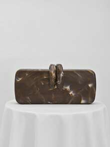 1pc Acrylic Clutch Bag For Women, Rabbit Tooth Shape Design, Handbag/Shoulder Bag For Party, Wedding, Valentine's Day, Random Pattern - Brown - View 5