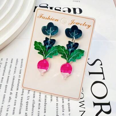 1 Đôi bông tai mặt dây chuyền hình củ cà rốt dễ thương bằng acrylic, tinh nghịch và duyên dáng, móc bông tai bằng thép không gỉ, phong cách rau củ đồng quê mùa xuân, trang sức đa năng dành cho nữ.