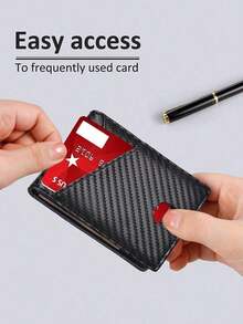 MIYIN Men's Anti-Theft Slim Wallet & Card Holder - With 2 ID Window Fashion Thin Bifold Multifunction Credit Card Holder Men Front Pocket Wallet For Everyday Carry Carbon Fiber Blocking Bifold Wallets Minimalist Casual The Ideal Gift Boyfriend /Father/Husband Birthday Gifts Anniversary On Valentine Day Gifts Father's Day Gifts For Men Wallet Purse Wallet Small Wallet Men Wallet Leather Rfid Wallet - Red - View 2