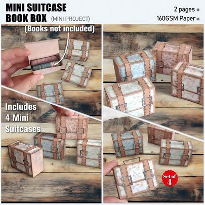 Mini Suitcase Book Box Junk Journal ,Booklet Craft Kit ,Folio Kit, Junk Journal Craft Kits, Scrapbook Gift,Junk Journal Supplies, Scrapbooking Decor, Journaling Decor, Arts And Crafts Projects Decor
