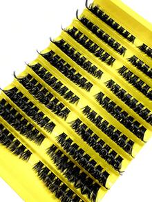 160pcs 8-16mm Curled D-Shape Cluster False Eyelashes, 80D 3D Thick & Fluffy Faux Mink Makeup Tools, Reusable Beauty Accessories - D - View 7