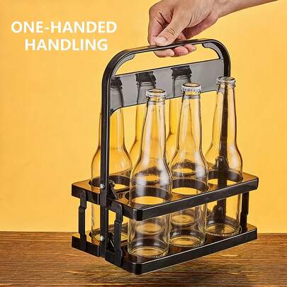 1 giỏ đựng bia di động có tay cầm, giá đỡ cốc có thể gập lại, tái sử dụng được cho đồ uống, cà phê, bia, chai, [Chất liệu], Kiểu dáng di động đa dụng, [Họa tiết], Túi đựng đồ uống có thể gập lại, tái sử dụng được, Thích hợp cho sử dụng hàng ngày, tiệc tùng, cắm trại, du lịch
