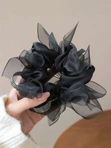 1个/2个闪亮编织网纱蝴蝶结发圈，女士发饰，马尾辫发圈，适合母亲节、紫色服装、女孩配饰、亮片生日礼物和演唱会配饰，发绳弹力发圈，夏季、假日、旅行 - 彩色 - 查看 8