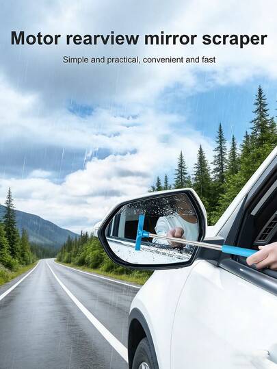 Cepillo de esponja retráctil portátil para limpiar ventanas de coche - Limpiacristales manual retráctil para espejos retrovisores, diseño ergonómico sin electricidad, adecuado para limpiar espejos retrovisores, parabrisas, cristales y duchas en clima lluvioso y con niebla, cerdas duraderas para una limpieza rápida, accesorio de limpieza de coche