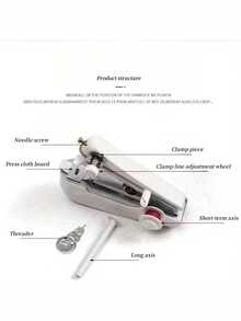 [Custom] Portable Mini Sewing Machine, Handheld Manual Easy Sewing, Home Portable Sewing Machine, White - 1pc, Small Sewing Machine - Multicolor - View 6