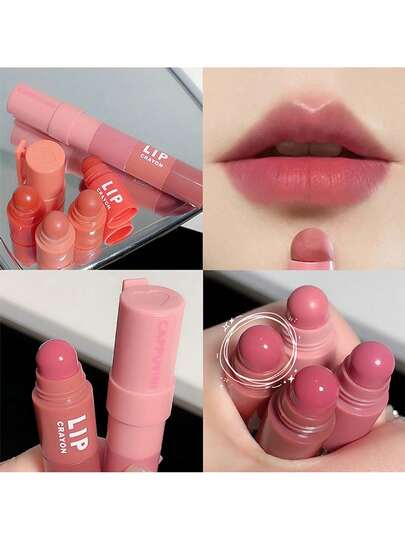 Set de 4 lápices labiales de terciopelo mate y resistentes al agua | 4 colores de lápiz labial de larga duración | Maquillaje portátil para viajes | Textura hidratante, regalo para mujeres
