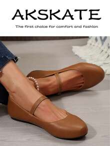 AKSKATE Women's Multi-Color Mary Jane Round Toe Flats | Buckle Strap Soft Sole Slip On Shoes | Versatile For Office, Commute & Daily Wear - 棕色 - 查看 6