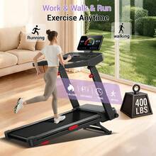 CURSOR FITNESS 4 In 1 Treadmill With 16% Auto-Incline, Foldable Home Treadmill With 3-Level Adjustable Height And Quiet 3.5 HP Motor, Max. 400LBS - US B Type Plug(110-127V) - View 3