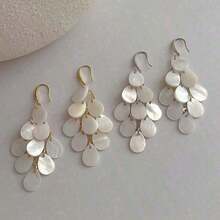 1 Pair Fashion Water Drop Shell Tassel Earrings, High-End Beach Vacation Accessories - A - View 10