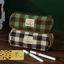 1 chiếc hộp đựng bút cầm tay kiểu retro kẻ caro thời trang, đồ dùng văn phòng phẩm cho học sinh, dung tích lớn, túi đựng bút cho bé gái, đồ dùng học tập cho năm học mới. - A - Xem 2