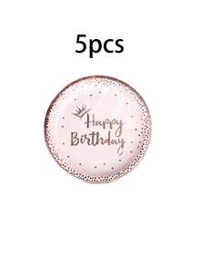 10pcs Rose Gold Birthday Party Tableware Set, Including Rose Gold Disposable Paper Plates, Cups, Napkins, Elegant One-Time Rose Gold Tablecloth Decor, Suitable For Birthday, Wedding, Party, Tea Ceremony And Other Occasions, Can Be Used For Decoration - Multicolor - View 12