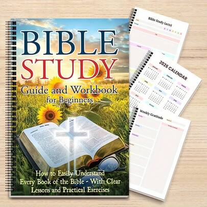 Cuaderno de trabajo para principiantes en el estudio de la Biblia, elementos de Biblia de girasol, programa de estudio de 52 semanas y actividades introductorias, edición con espiral, ideal para recién llegados a la meditación, meditación grupal, regalos de Navidad y regalos para principiantes