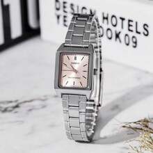 Casio 女款復古粉色方形腕錶 LTP-V007D-4E，薄鋼錶帶礦物玻璃 日常防水 極簡辦公正裝手錶 - 均碼 - 查看 6