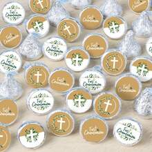 10sets/90pcs Paper First Holy Communion Elegant Cross - Religious Party Small Round Candy Stickers - Party Favor Labels - Multicolor - View 1