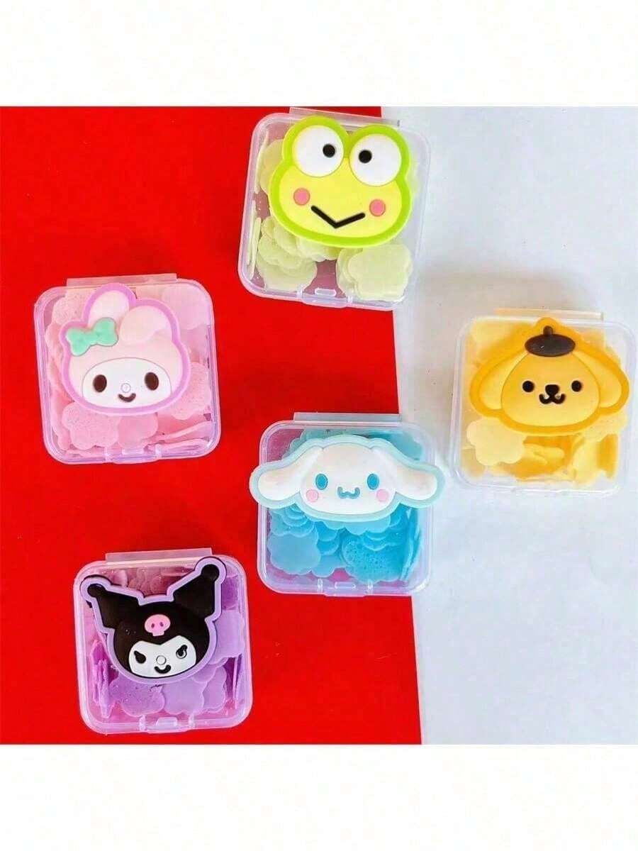 Sanrio Hello Kitty 每盒 30-40 片一次性迷你旅行皂片,6 種香味卡通包裝可選,便攜式戶外旅行洗手皂 - 多色 - 查看 1