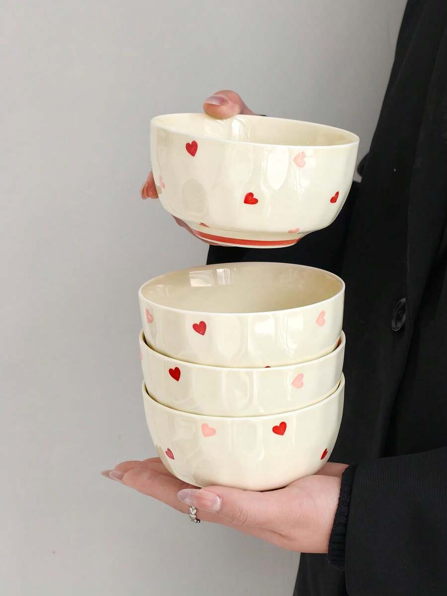 1件/2件/4件 Ins風陶瓷碗,小眾創意愛心形碗,居家早餐穀物鳥巢碗,精緻下午茶甜點碗,西餐廳牛排義大利麵碗,甜湯沙拉碗,米飯碗 - 彩色 - 查看 1