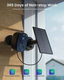 Solar Security Cameras Wireless Outdoor, Battery Powered 3K 4MP Wifi Cameras For Home Surveillance, PIR/AI Motion Detection, Waterproof, Color Night Vision, 2-Way Audio, Cloud/SD Storage - Black - View 4