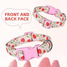 Strawberry Dog Collar With Pink Buckle - Adjustable Pink Fruit Print Pet Collar With Silver D-Ring - Cute Summer Puppy Neckband For Small Medium Dogs - Mixed color - View 4