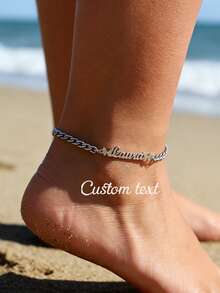Gelang Kaki Cuban Link 5mm dengan Motif Hati & Kupu-kupu Ganda yang Dapat Disesuaikan, Terbuat dari Baja Tahan Karat, Dapat Diatur, Cocok untuk Wanita, Gelang Kaki Tahan Air & Tahan Pudar, Hadiah Ulang Tahun untuknya - Perak - View 3