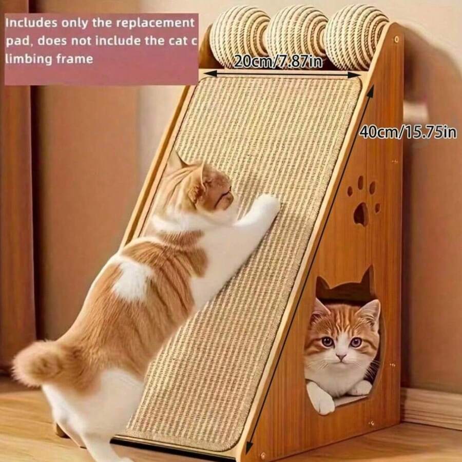 1pc Durable Sisal Cat Scratching Pad, Multi-Layer Scratch Pad With Self-Adhesive Tape, Furniture Protector, Minimalist Style, Replacement Pad Only (Excluding Scratcher), Cat Scratch Pad, Sisal Furniture Protector, Self-Adhesive Scratch Pad, Replacement Scratch Pad, Minimalist Pet Supplies - 20*40cm - View 1