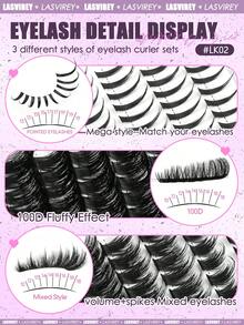 LASVIREY 10 Hàng Mi Giả Cụm Nhiều Độ Dài, Mi Giả Dày, Mi Giả Nhọn, 3 Kiểu Tự Làm Mi Cụm, Mi Giả Mềm Mịn, Mi Giả Cụm Cong D, Mi Giả Cụm Có Dải Mỏng, Mi Giả Cao Cấp, Mi Giả Nhẹ Mịn, Phù Hợp Cho Mọi Dịp, Mi Giả Đuôi Dài, Dụng Cụ Trang Điểm - D - Xem 4