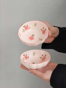 1件/2件/4件 高吸引力Ins風陶瓷碗，小眾創意粉色桃花小盤，少女風甜點盤，居家早餐麵包調料盤，精緻下午茶甜點盤 - 彩色 - 查看 8