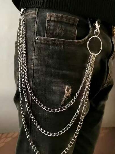 1pc Metal Multi-Layer Body Chain, Gothic Punk Style Accessory For Men