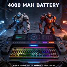 ATTACK SHARK *ZIYOULANG M104 Wireless Gaming Keyboard With Metal Panel Wired/Bluetooth Mechanical Feel Membrane Full Size Keyboard With Numeric Keypad RGB 4000MAH Rechargeable Quiet For PC Gamer - View 6